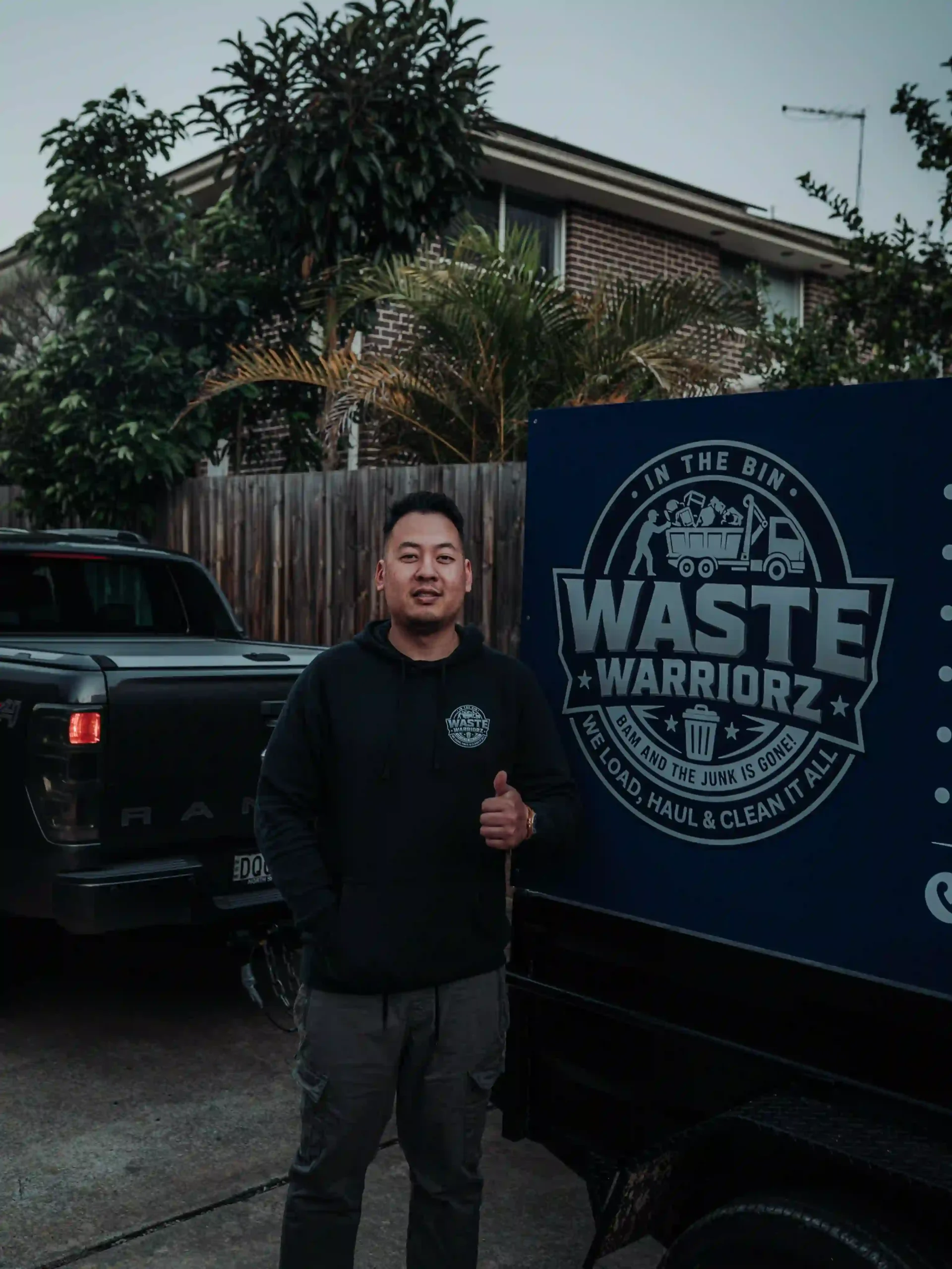 David with the Waste Warriorz trailer